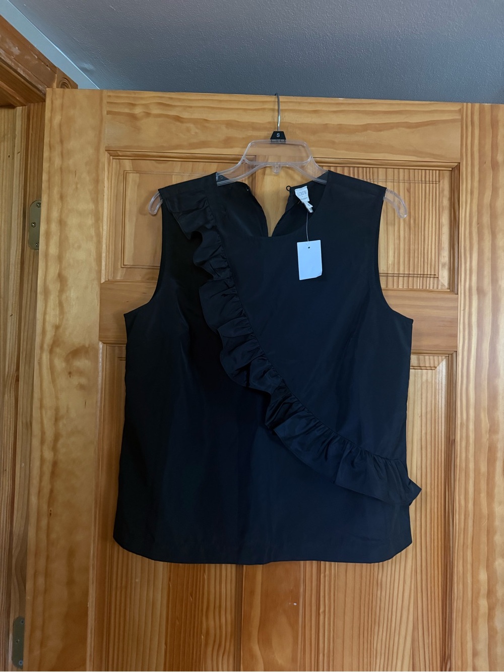 J. Crew Black Sleeveless Ruffle-Trim Camisole